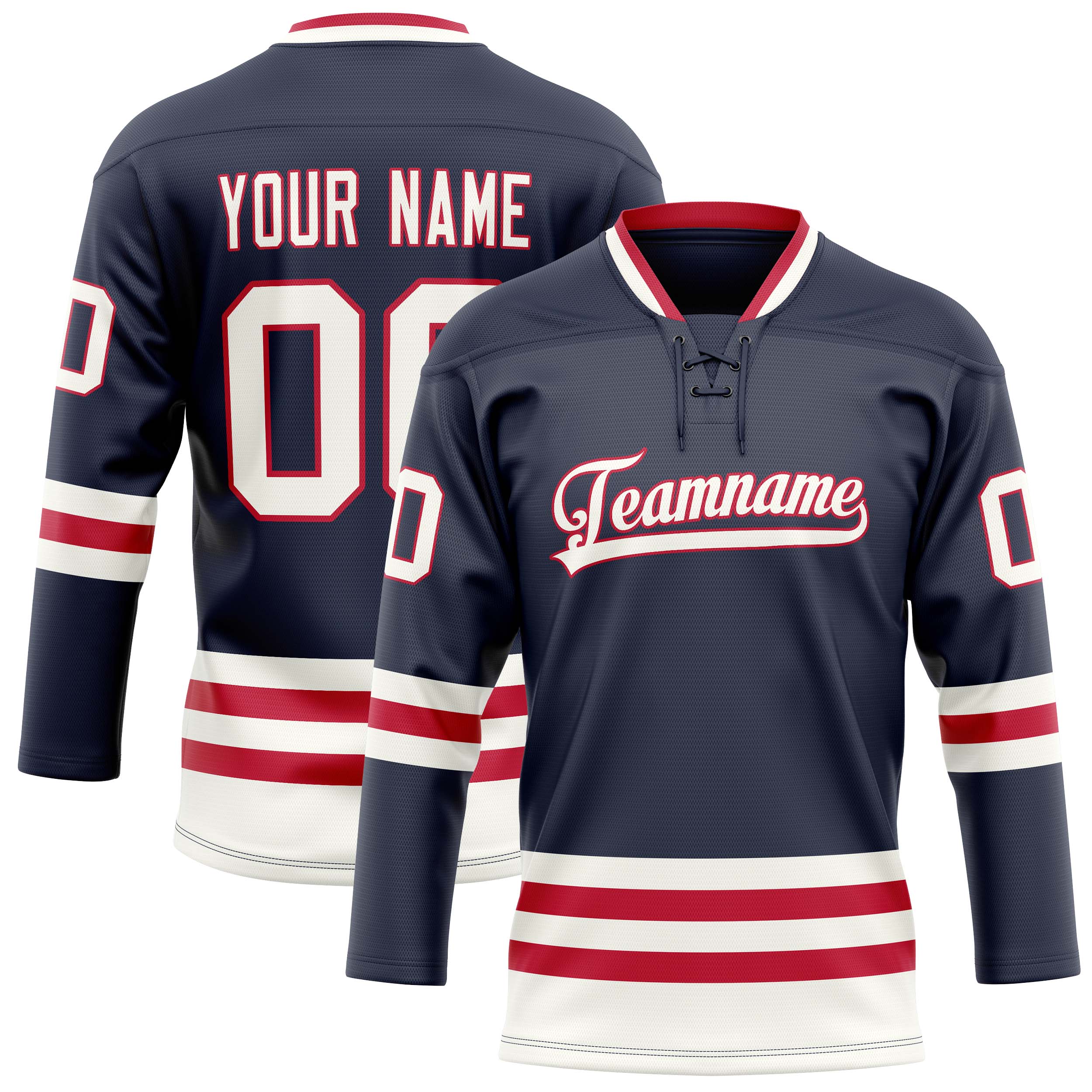 Personalized Navy & White Solid Colour Hockey Jersey