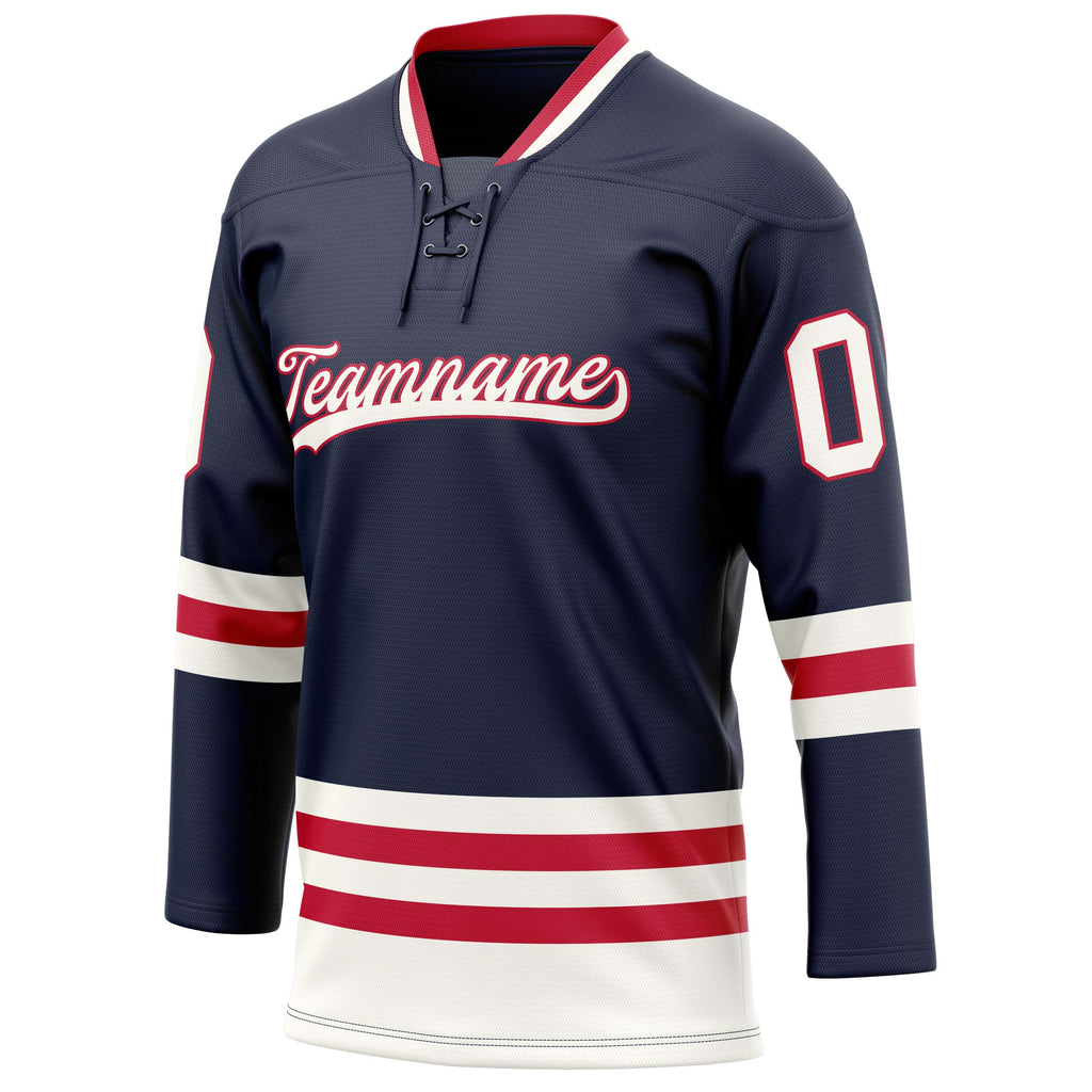 Personalized Navy & White Solid Colour Hockey Jersey