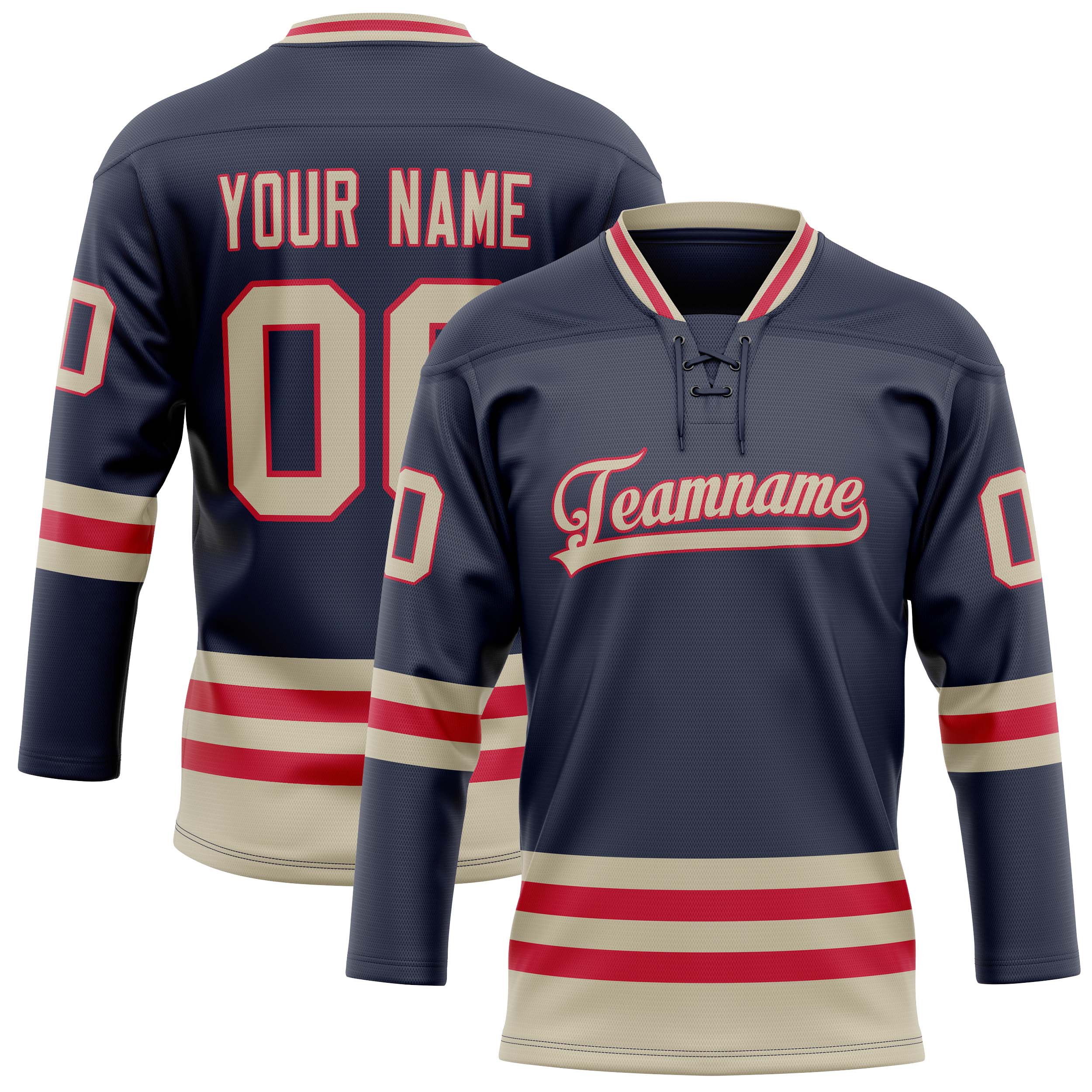 Personalized Navy & Cream Solid Colour Hockey Jersey