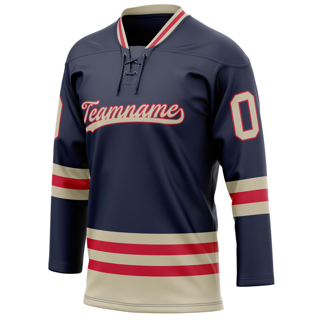 Personalized Navy & Cream Solid Colour Hockey Jersey