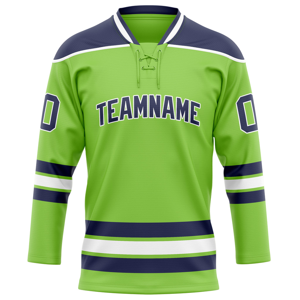 Personalized Neon & Green Navy Solid Colour Hockey Jersey