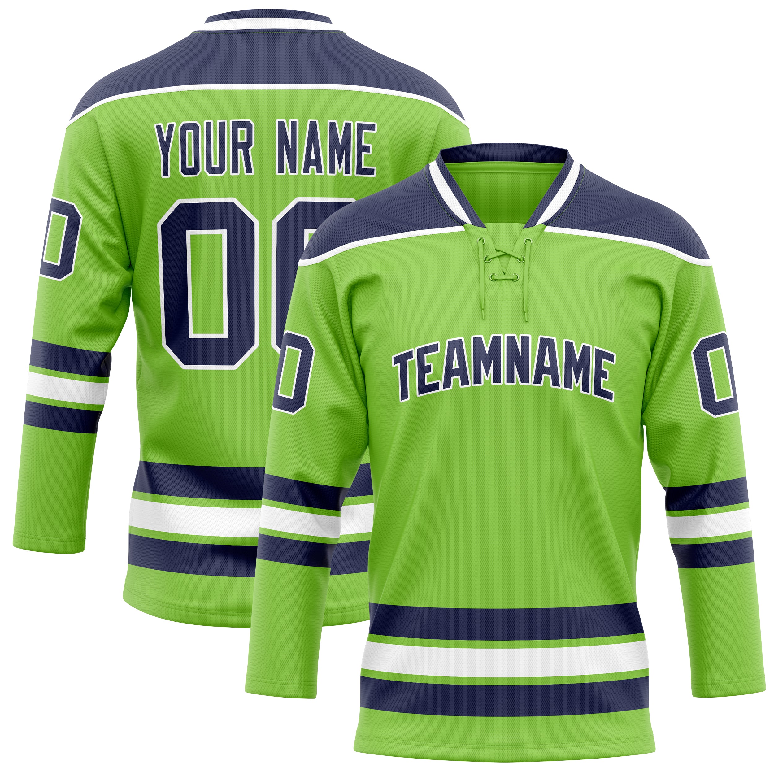 Personalized Neon & Green Navy Solid Colour Hockey Jersey