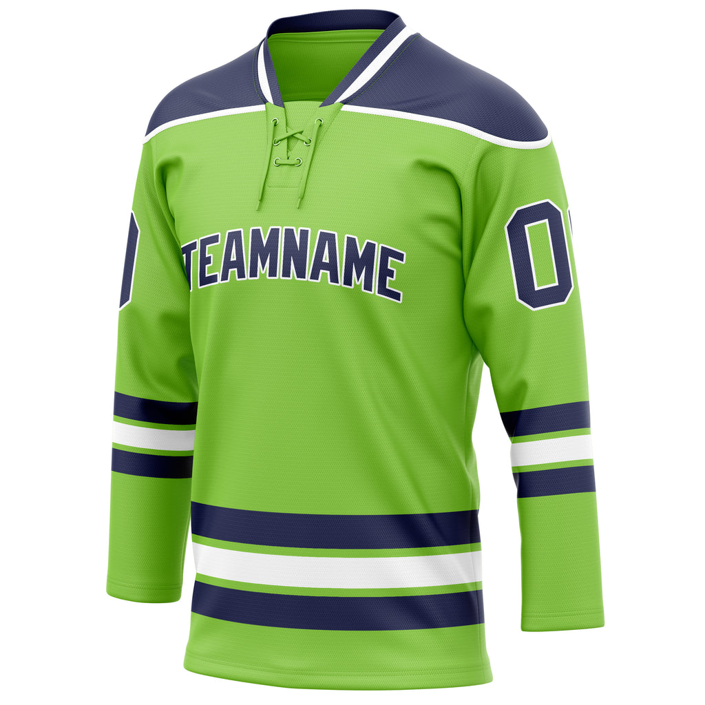 Personalized Neon & Green Navy Solid Colour Hockey Jersey
