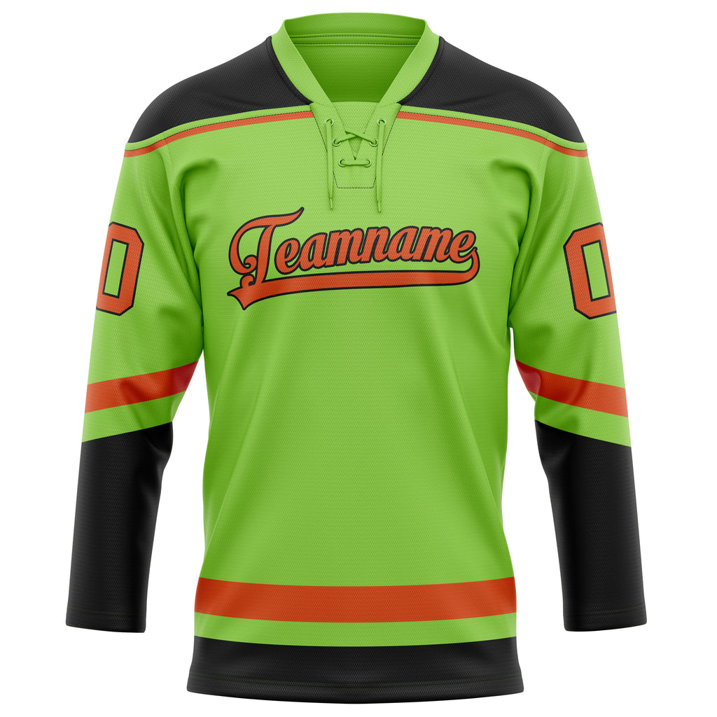 Personalized Neon & Green Red Solid Colour Hockey Jersey