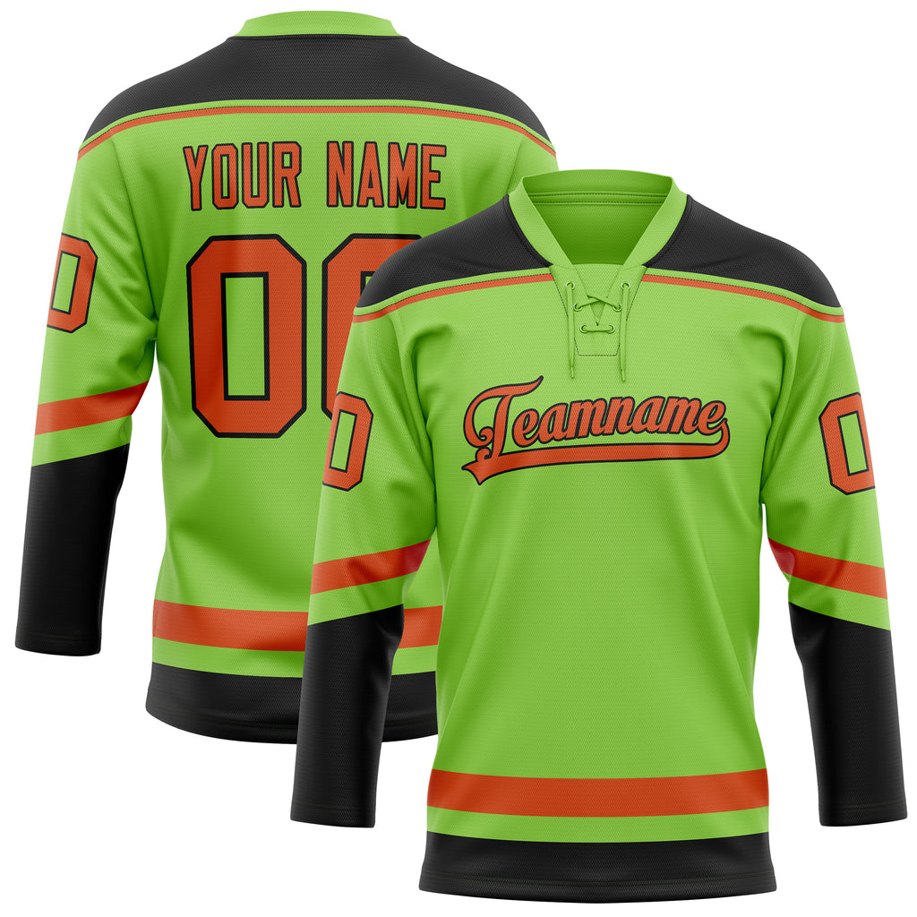 Personalized Neon & Green Red Solid Colour Hockey Jersey