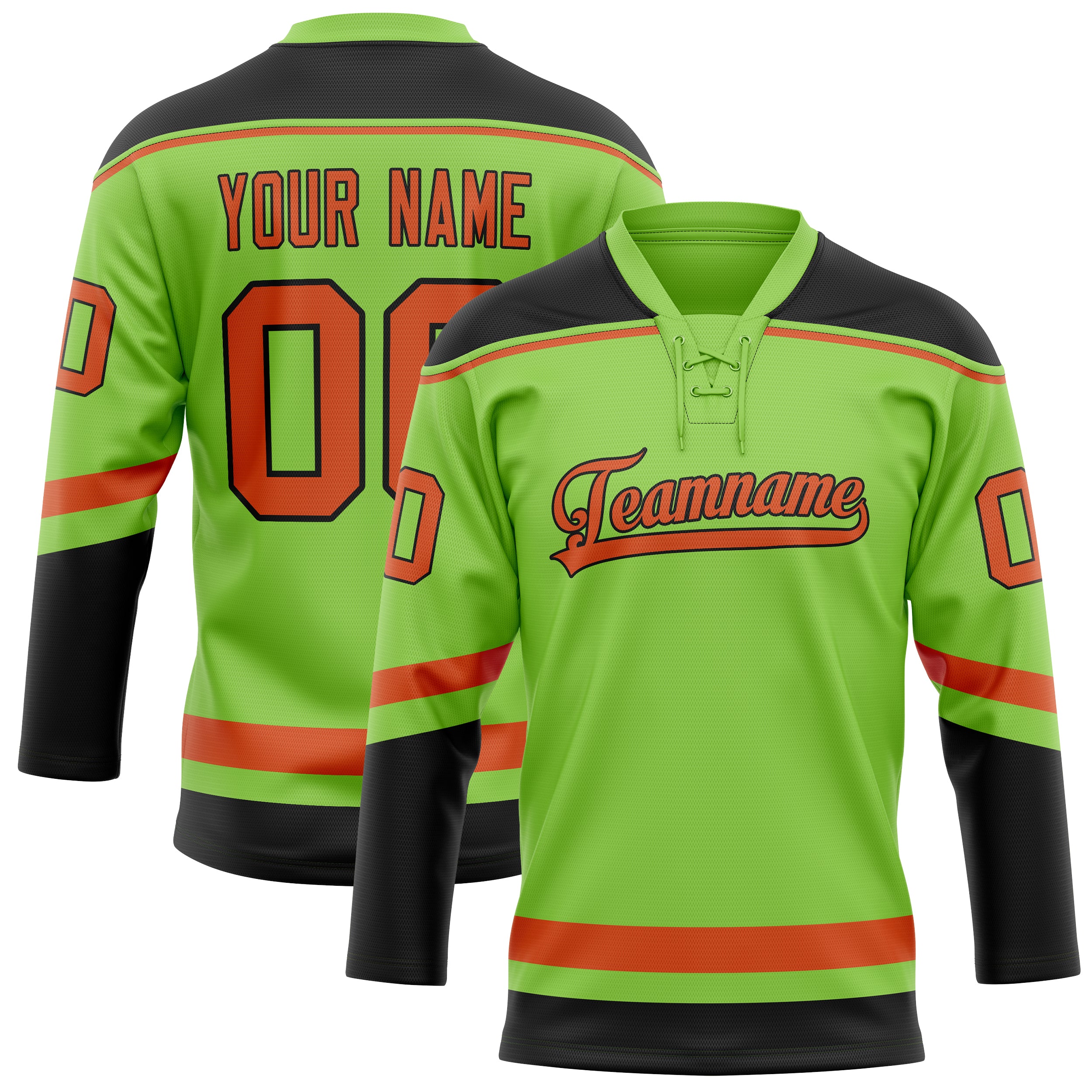 Personalized Neon & Green Red Solid Colour Hockey Jersey