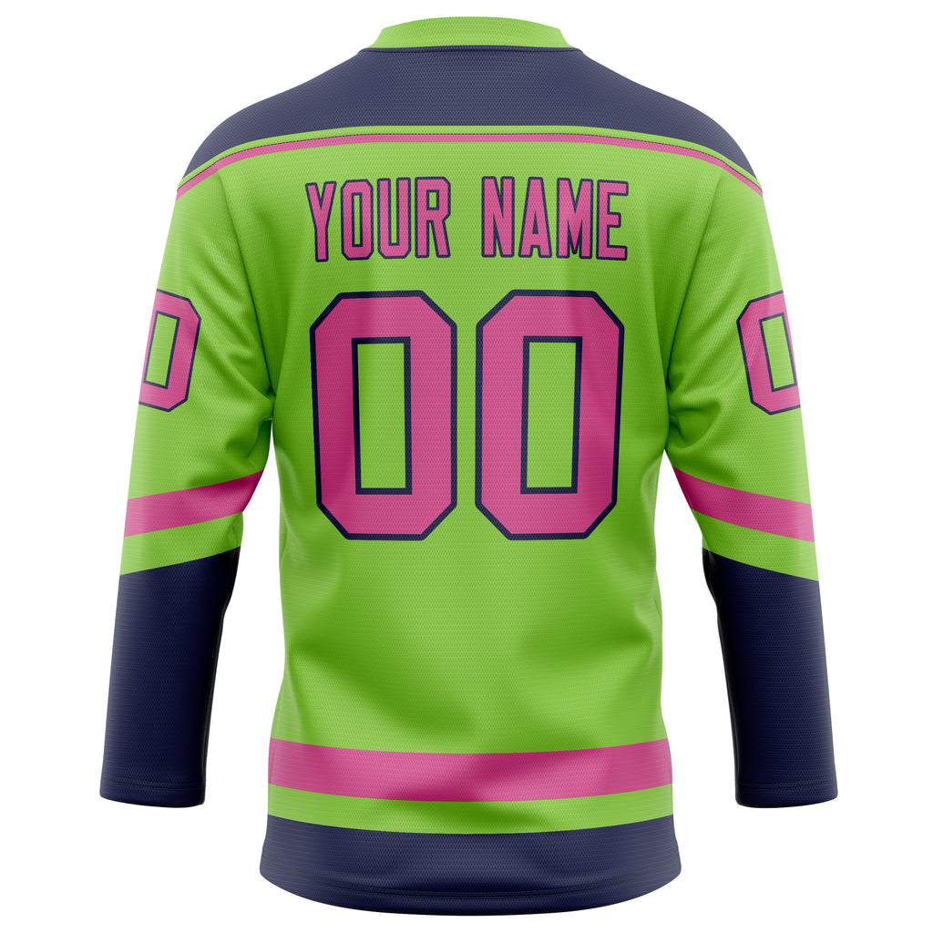 Personalized Neon & Green Pink Solid Colour Hockey Jersey