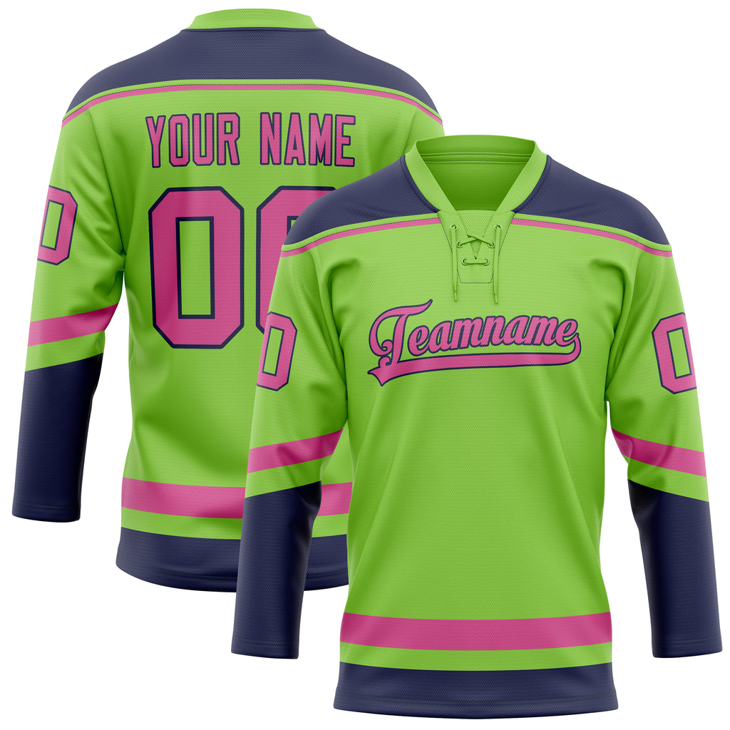 Personalized Neon & Green Pink Solid Colour Hockey Jersey