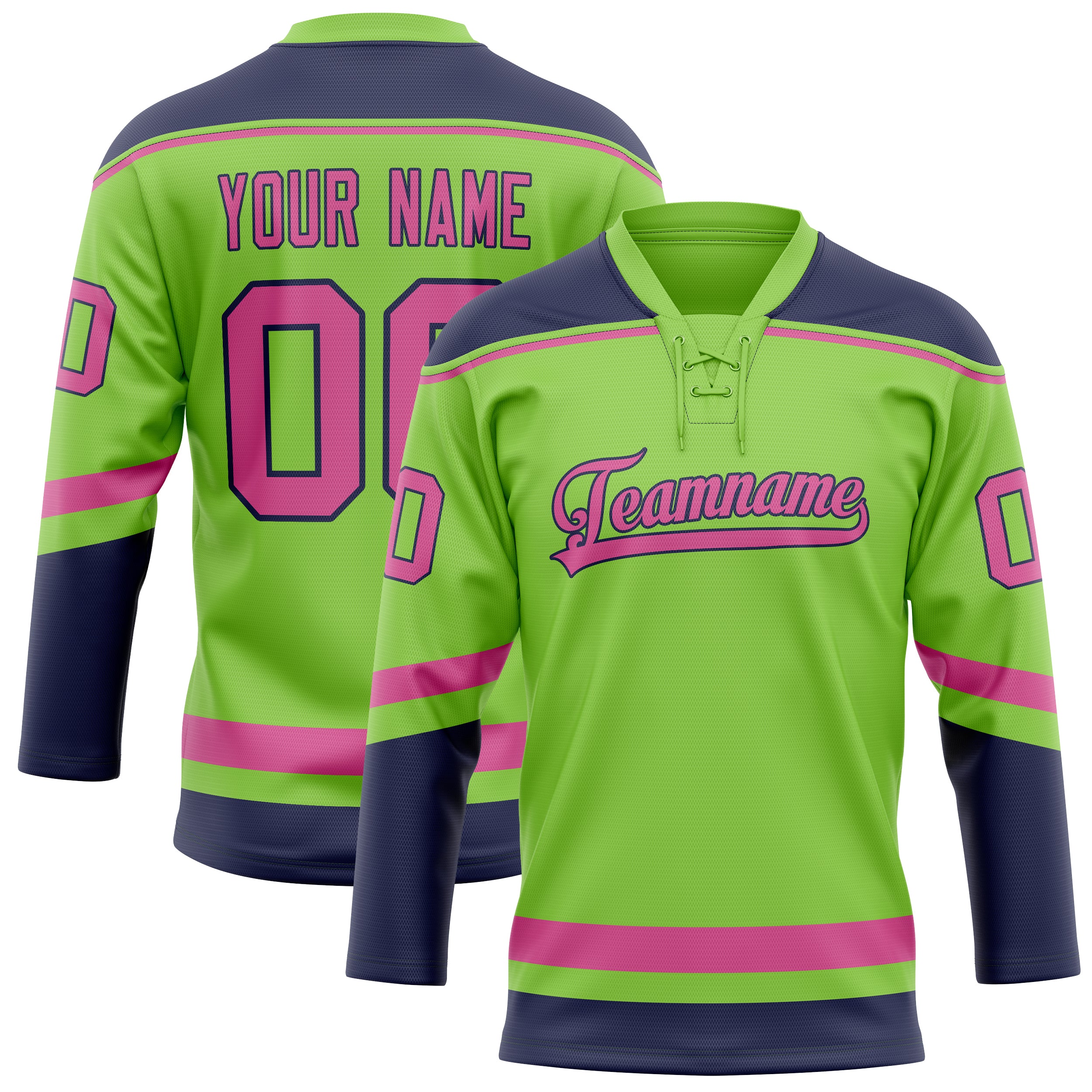 Personalized Neon & Green Pink Solid Colour Hockey Jersey
