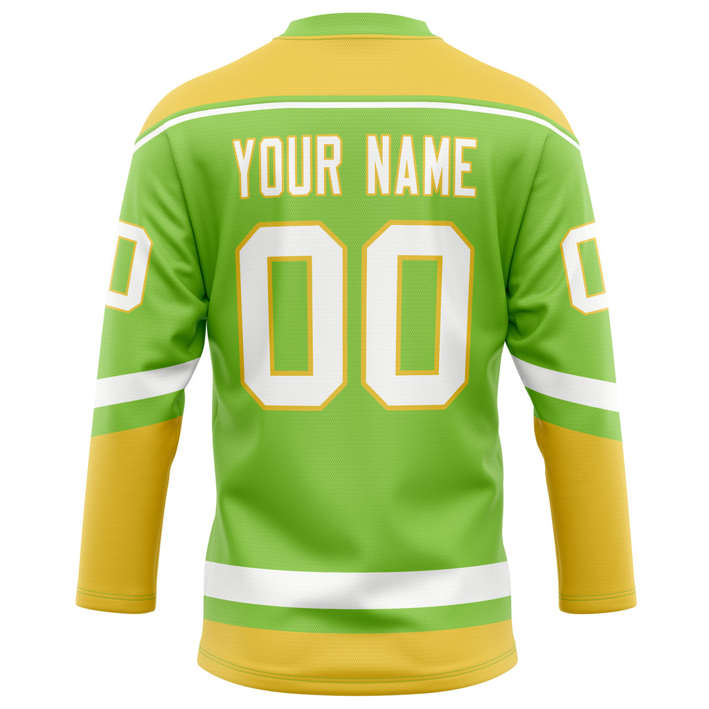 Personalized Neon & Green Gold Solid Colour Hockey Jersey