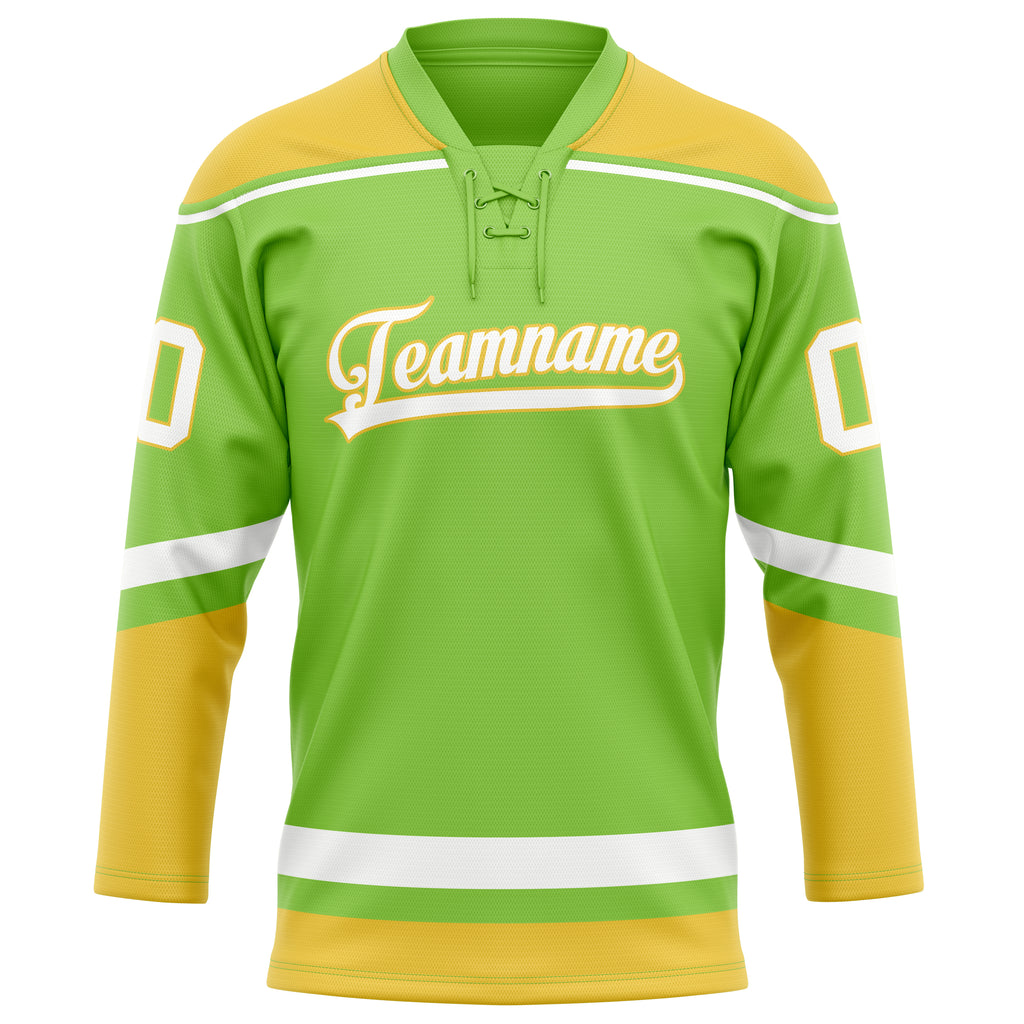 Personalized Neon & Green Gold Solid Colour Hockey Jersey