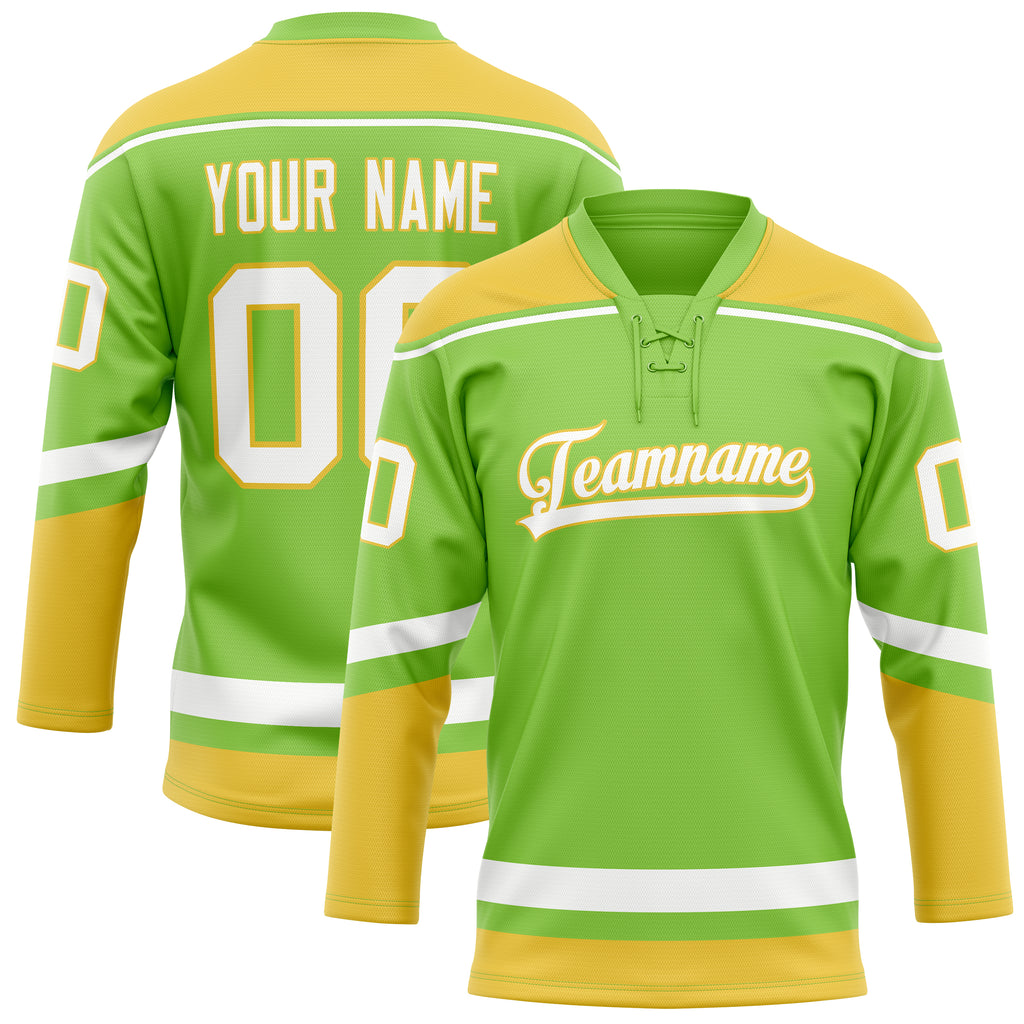 Personalized Neon & Green Gold Solid Colour Hockey Jersey