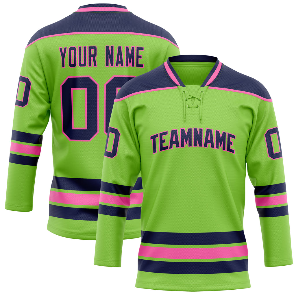 Personalized Neon & Green Navy Solid Colour Hockey Jersey