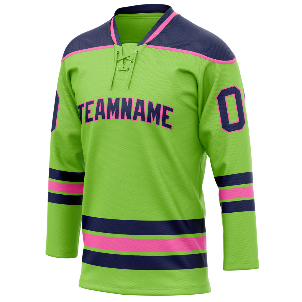Personalized Neon & Green Navy Solid Colour Hockey Jersey