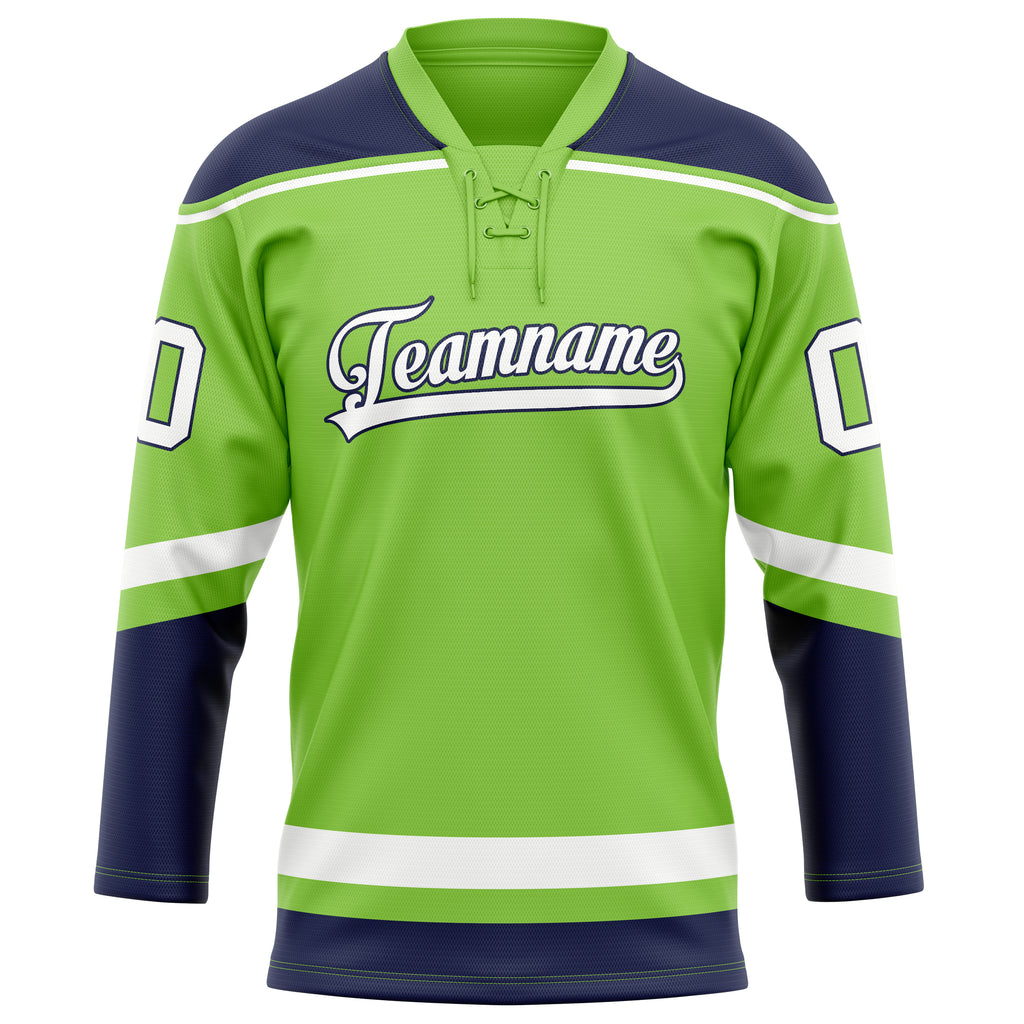 Personalized Neon & Green White Solid Colour Hockey Jersey