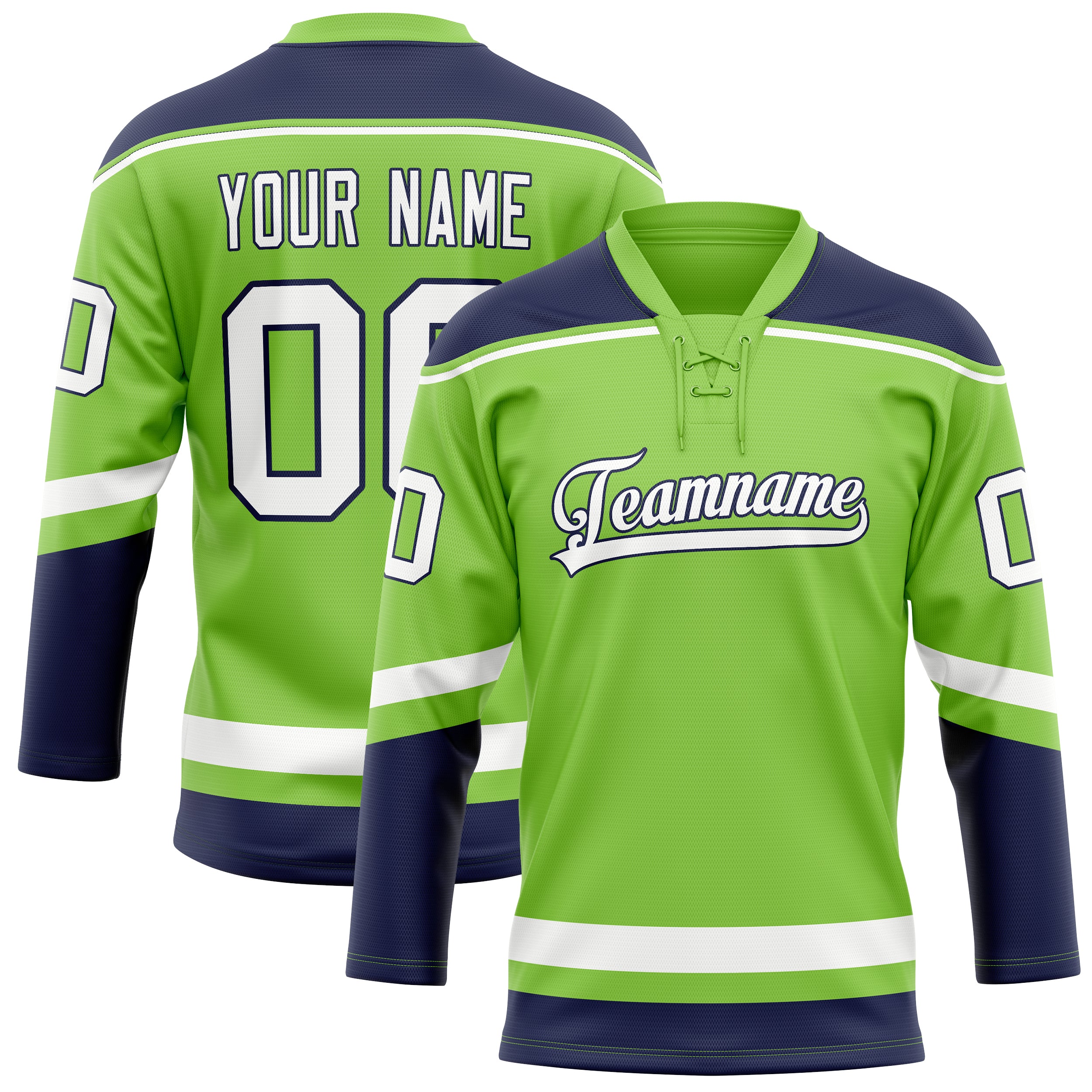 Personalized Neon & Green White Solid Colour Hockey Jersey