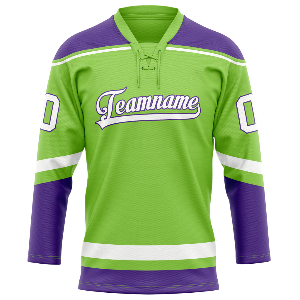 Personalized Neon & Green Purple Solid Colour Hockey Jersey