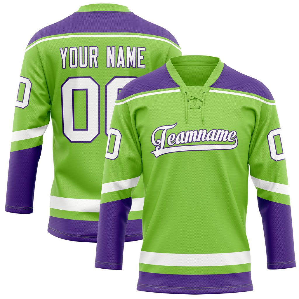 Personalized Neon & Green Purple Solid Colour Hockey Jersey