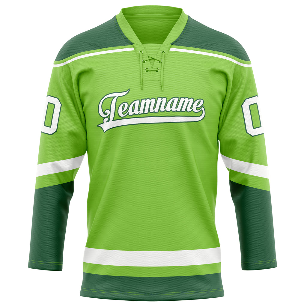 Personalized Neon & Green Kelly Green Solid Colour Hockey Jersey