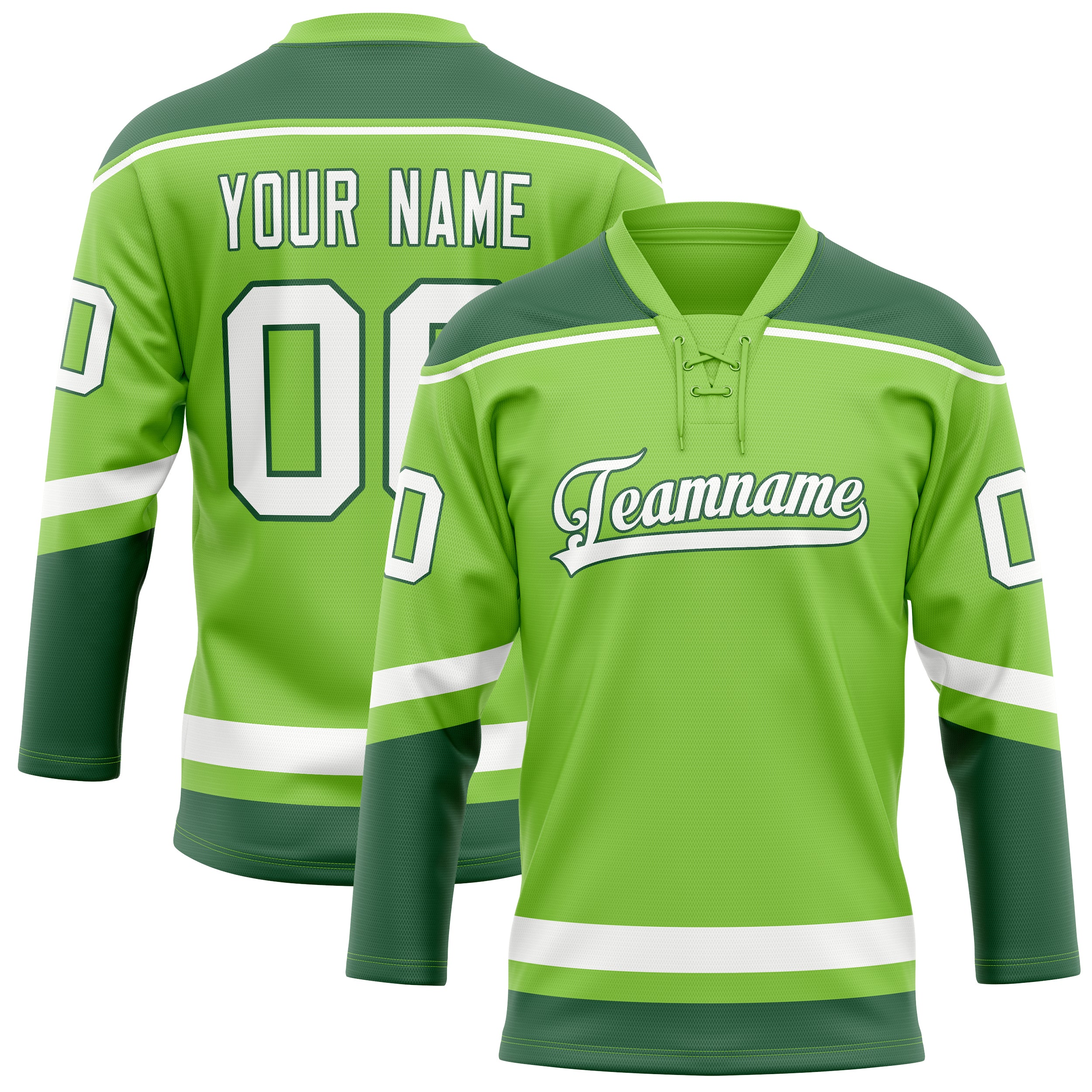 Personalized Neon & Green Kelly Green Solid Colour Hockey Jersey