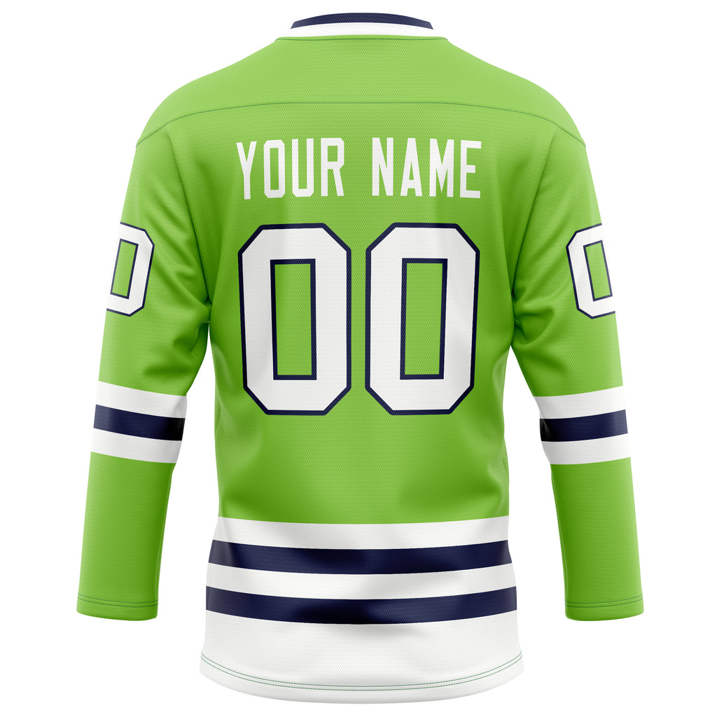 Personalized Neon & Green White Solid Colour Hockey Jersey