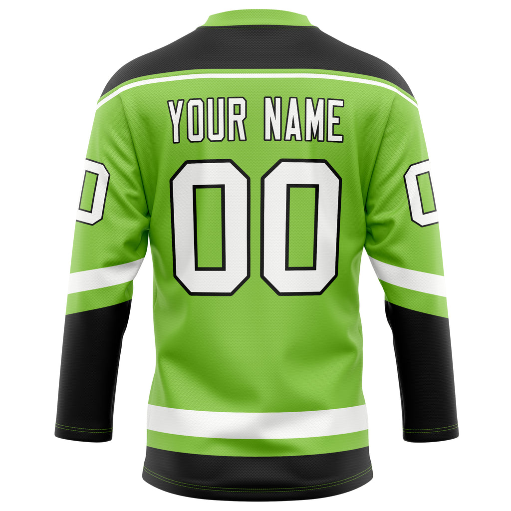 Personalized Neon & Green Black Solid Colour Hockey Jersey