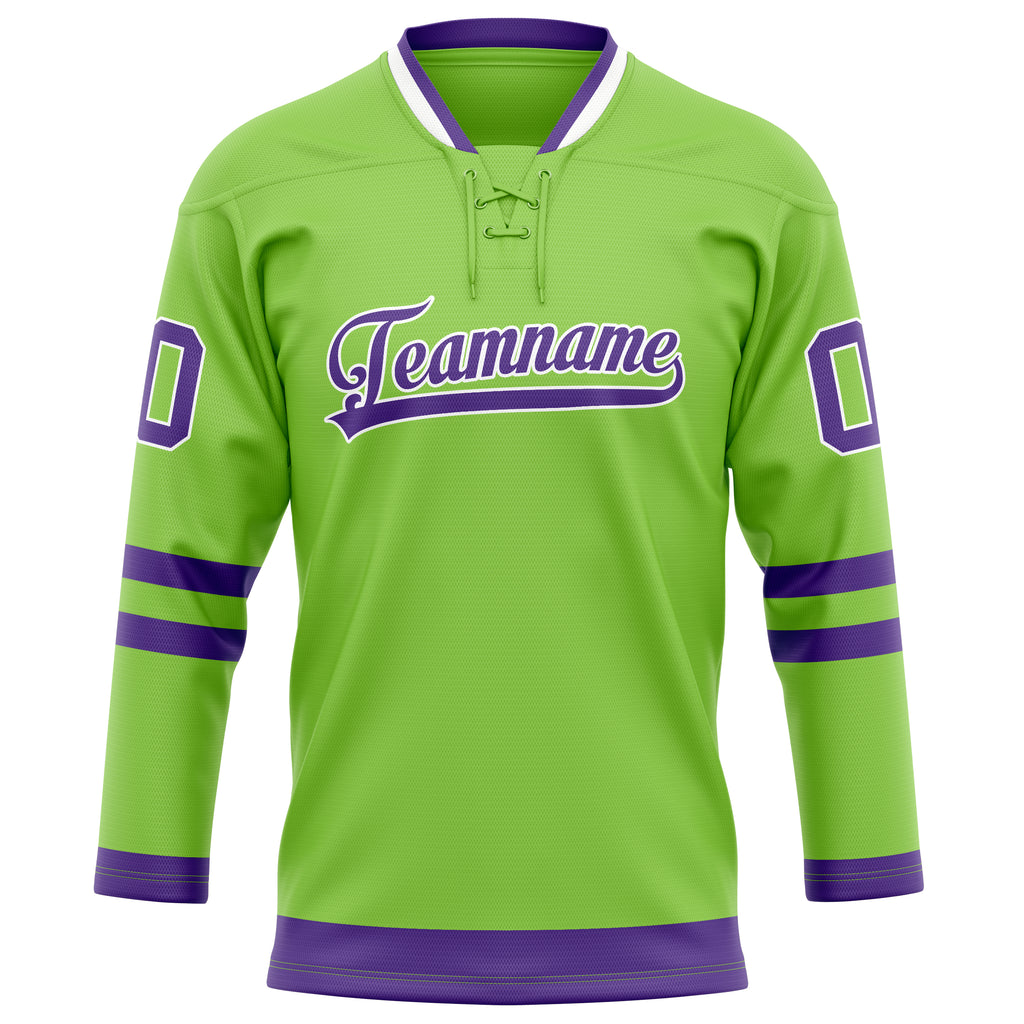 Personalized Neon & Green Purple Solid Colour Hockey Jersey