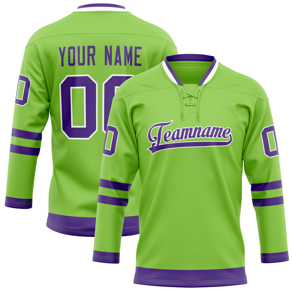 Personalized Neon & Green Purple Solid Colour Hockey Jersey