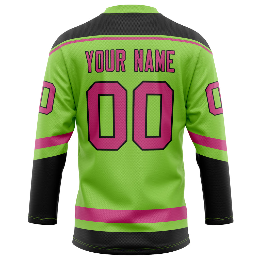 Personalized Neon & Green Pink Solid Colour Hockey Jersey