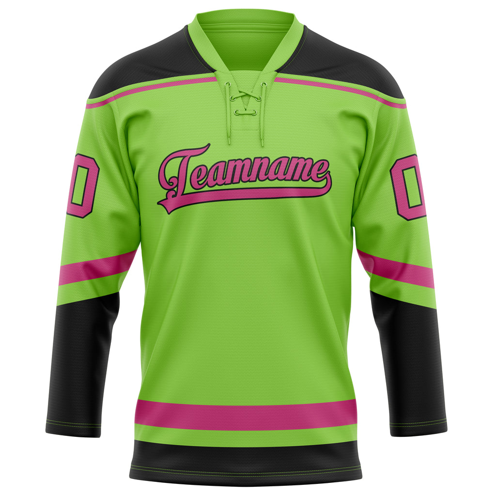 Personalized Neon & Green Pink Solid Colour Hockey Jersey