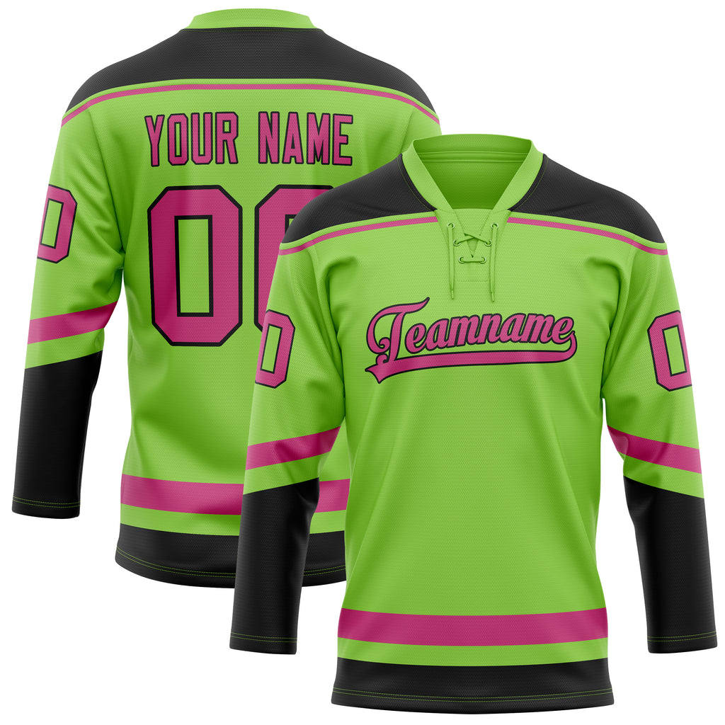 Personalized Neon & Green Pink Solid Colour Hockey Jersey