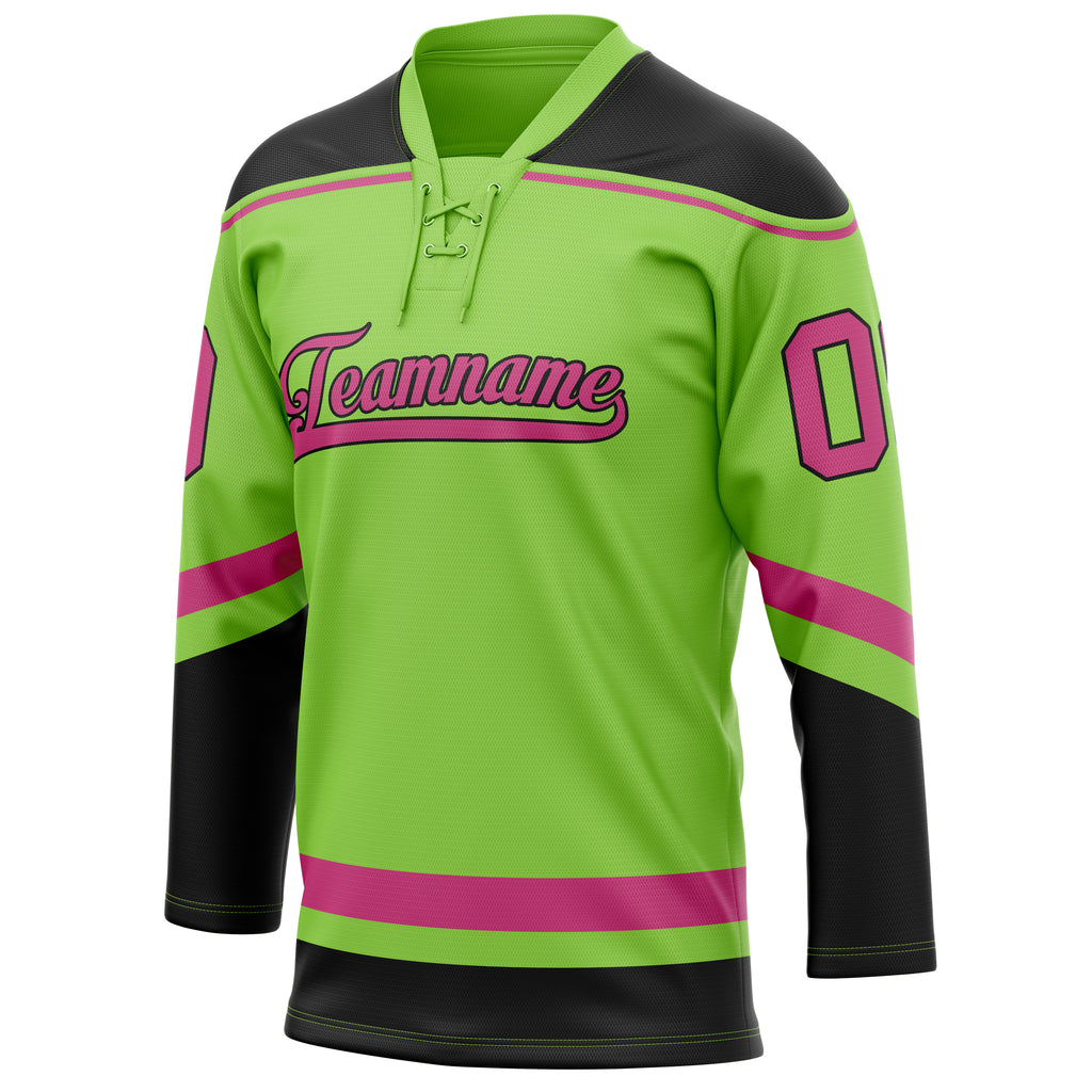 Personalized Neon & Green Pink Solid Colour Hockey Jersey