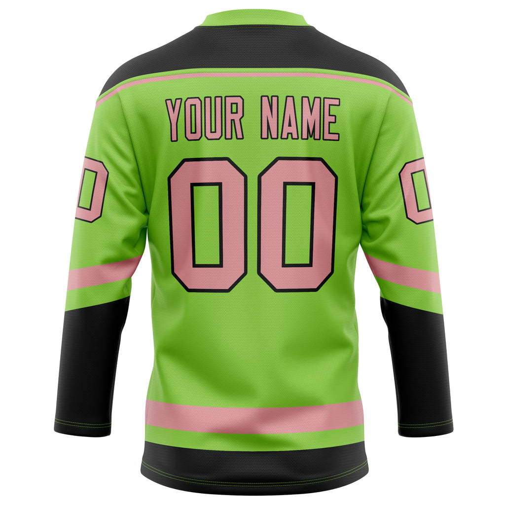 Personalized Neon & Green Pink Solid Colour Hockey Jersey
