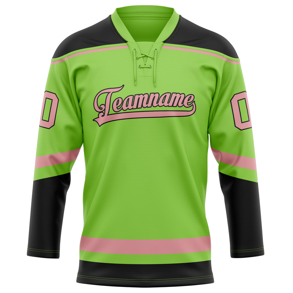Personalized Neon & Green Pink Solid Colour Hockey Jersey
