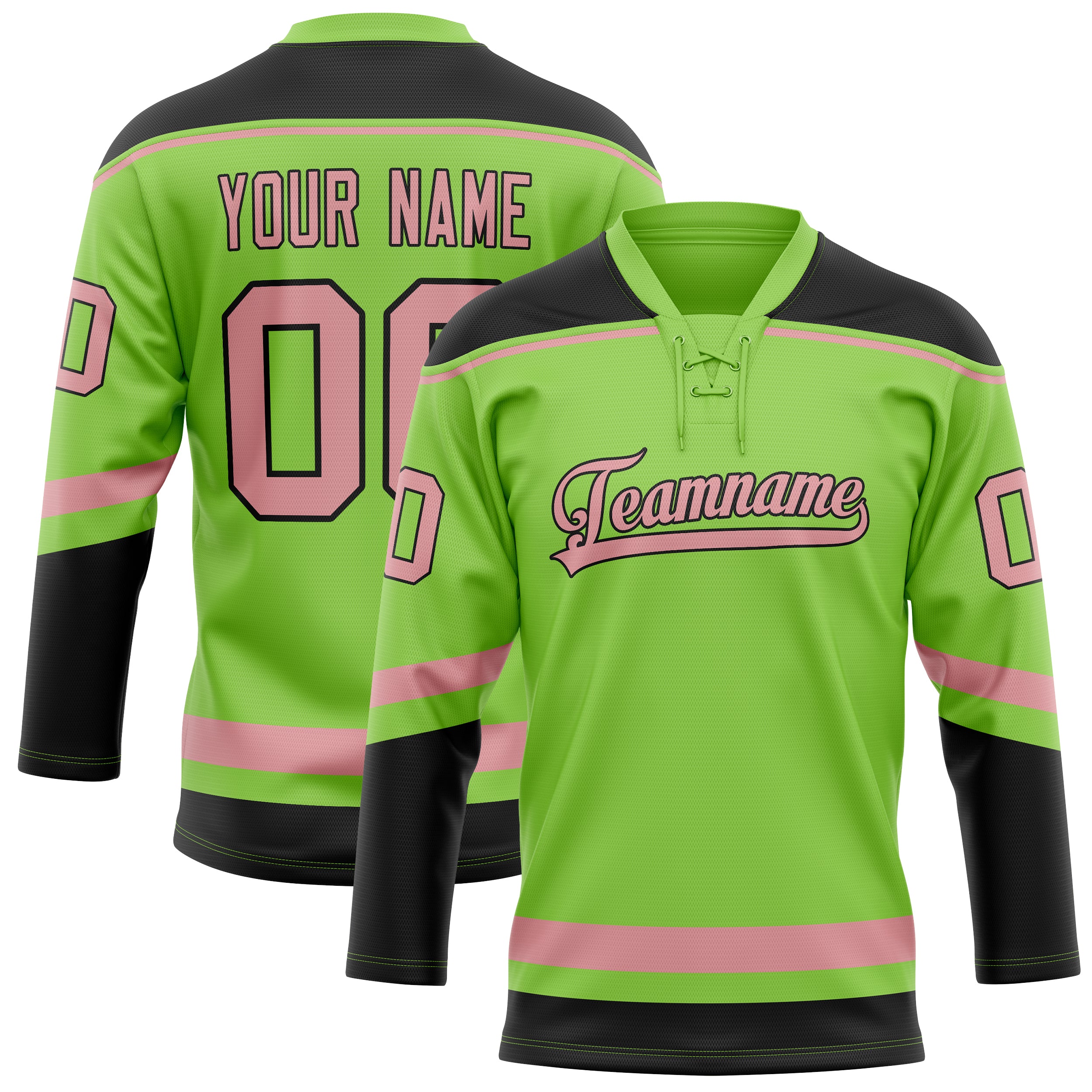 Personalized Neon & Green Pink Solid Colour Hockey Jersey