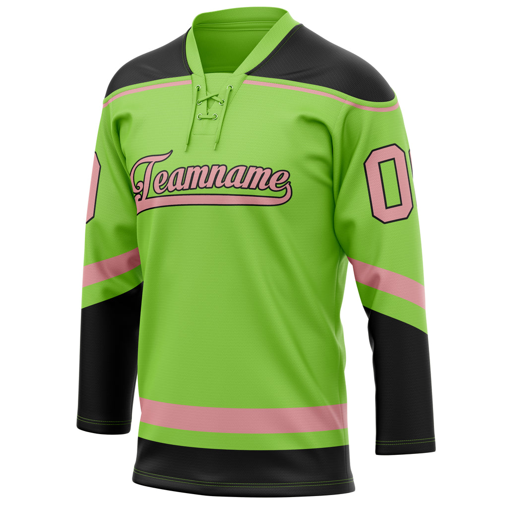 Personalized Neon & Green Pink Solid Colour Hockey Jersey