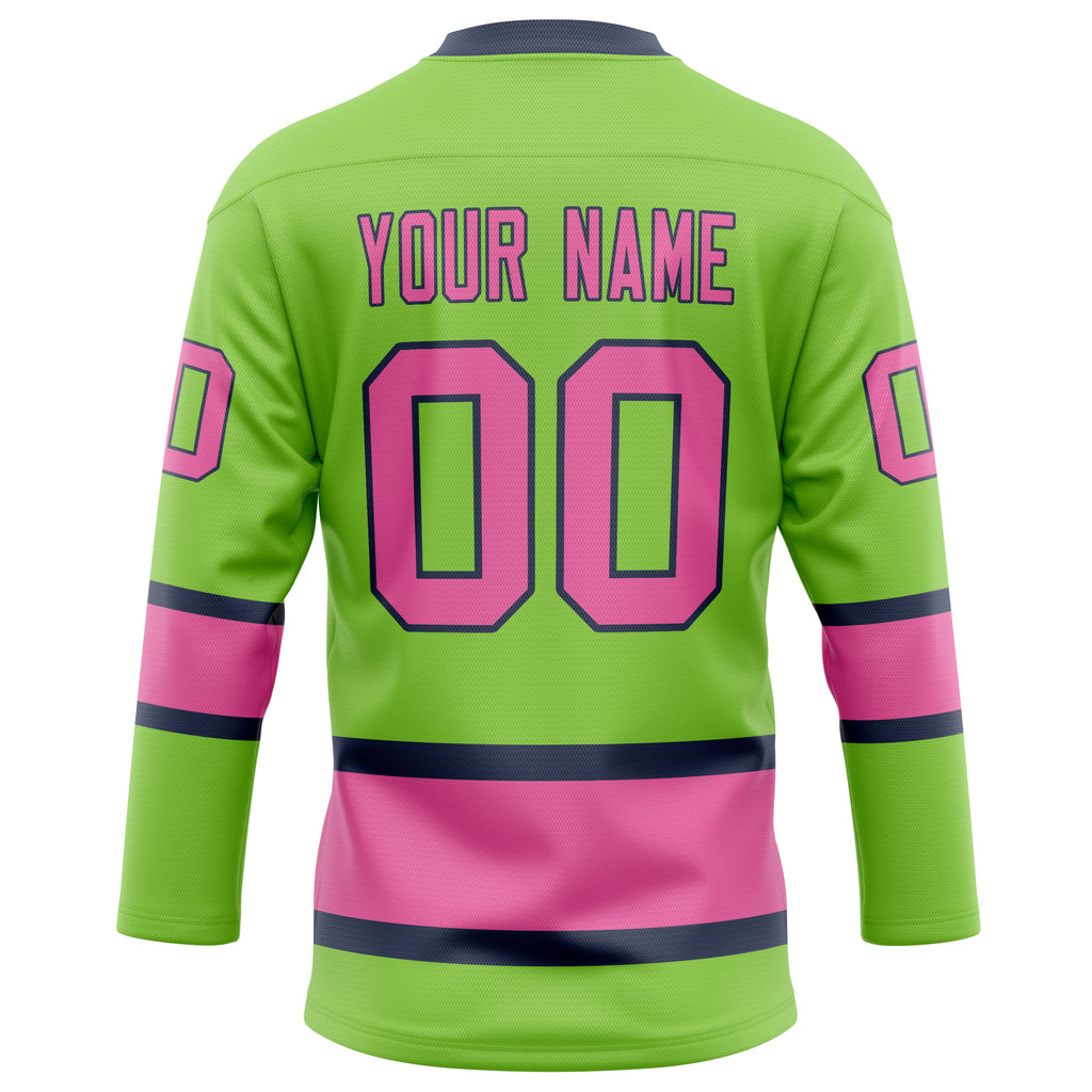 Personalized Neon & Green Pink Solid Colour Hockey Jersey