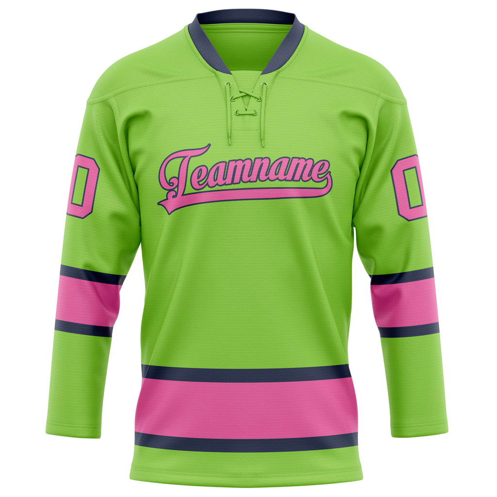 Personalized Neon & Green Pink Solid Colour Hockey Jersey