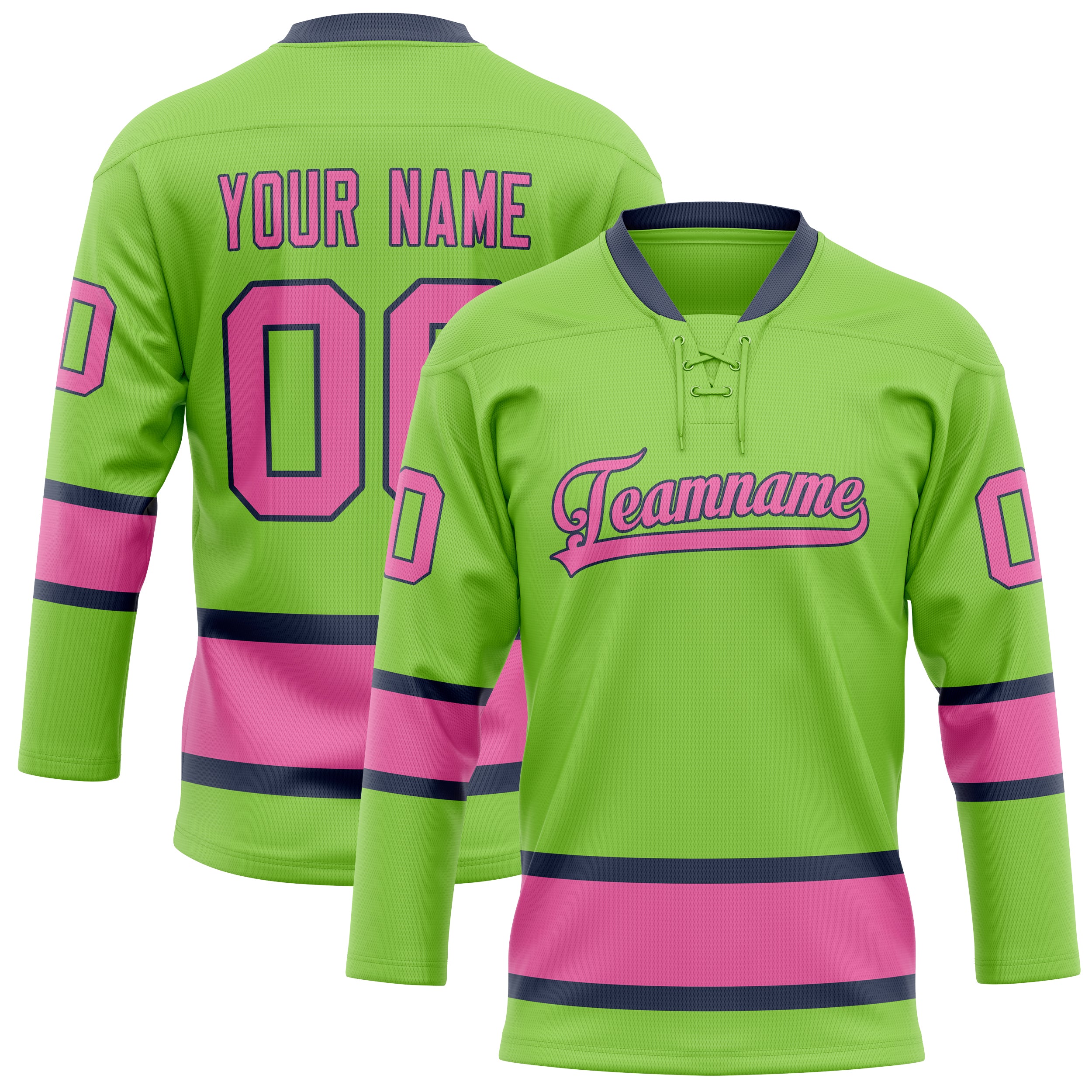 Personalized Neon & Green Pink Solid Colour Hockey Jersey