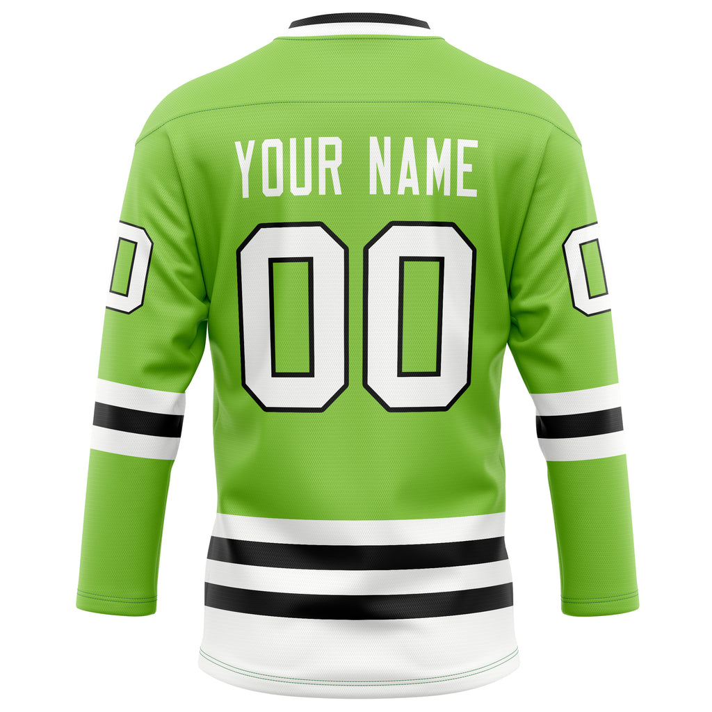 Personalized Neon & Green White Solid Colour Hockey Jersey