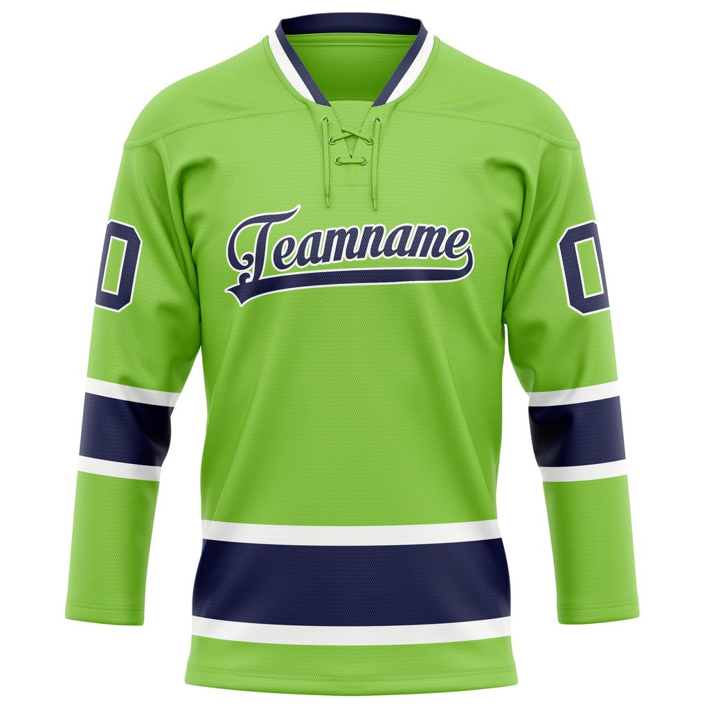 Personalized Neon & Green Navy Solid Colour Hockey Jersey