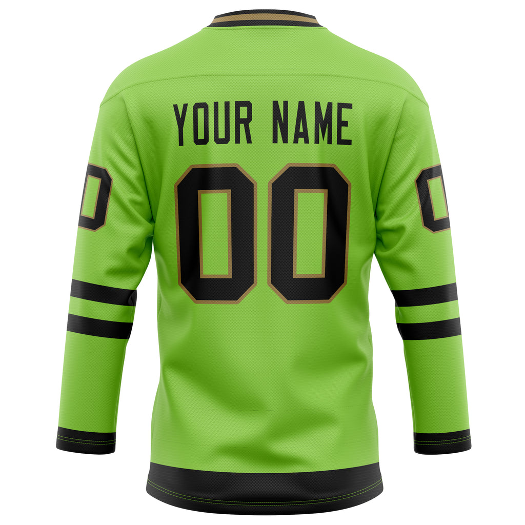 Personalized Neon & Green Black Solid Colour Hockey Jersey