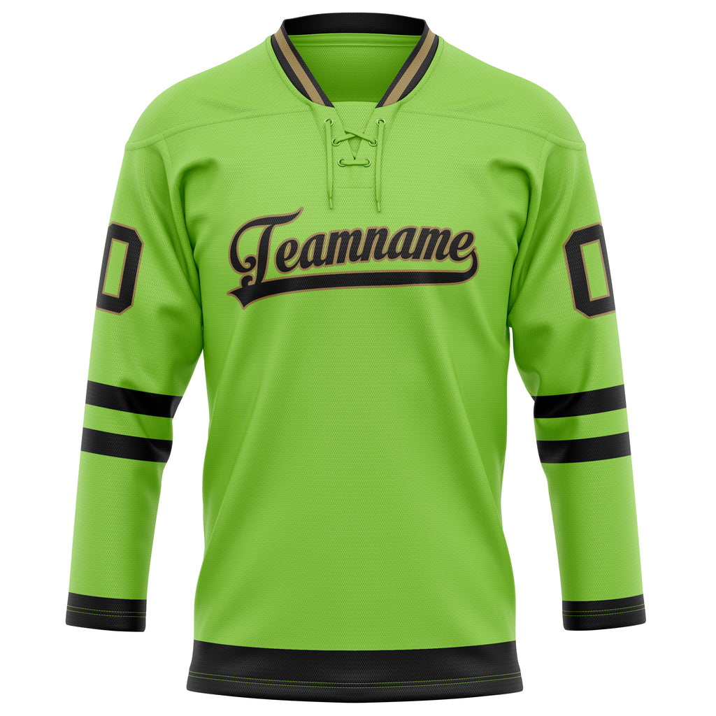 Personalized Neon & Green Black Solid Colour Hockey Jersey