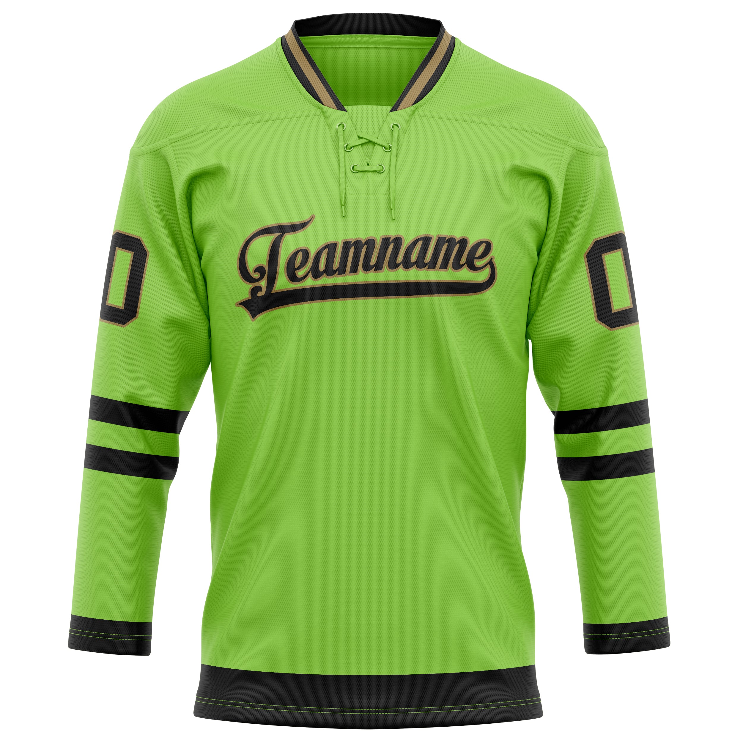 Personalized Neon & Green Black Solid Colour Hockey Jersey