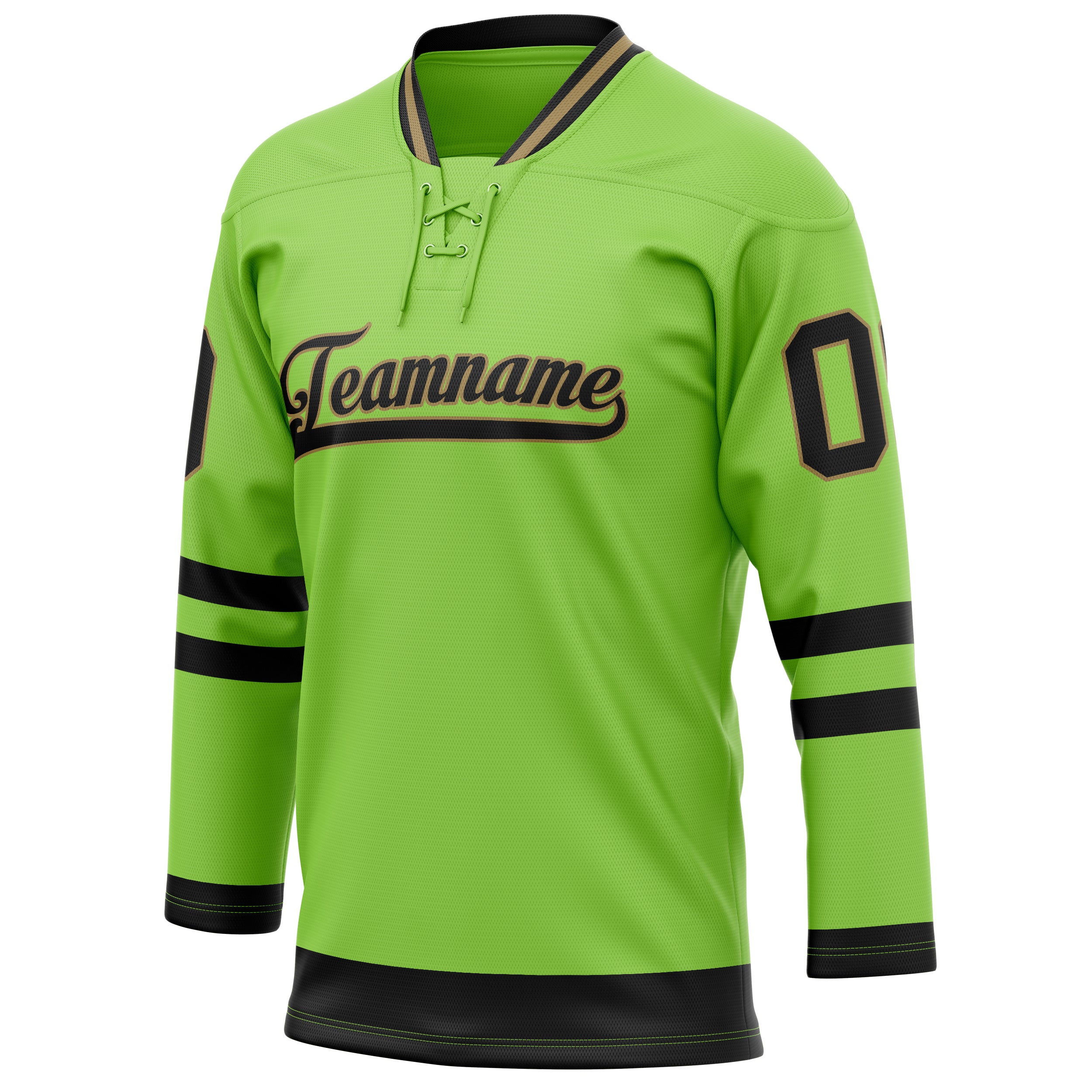 Personalized Neon & Green Black Solid Colour Hockey Jersey