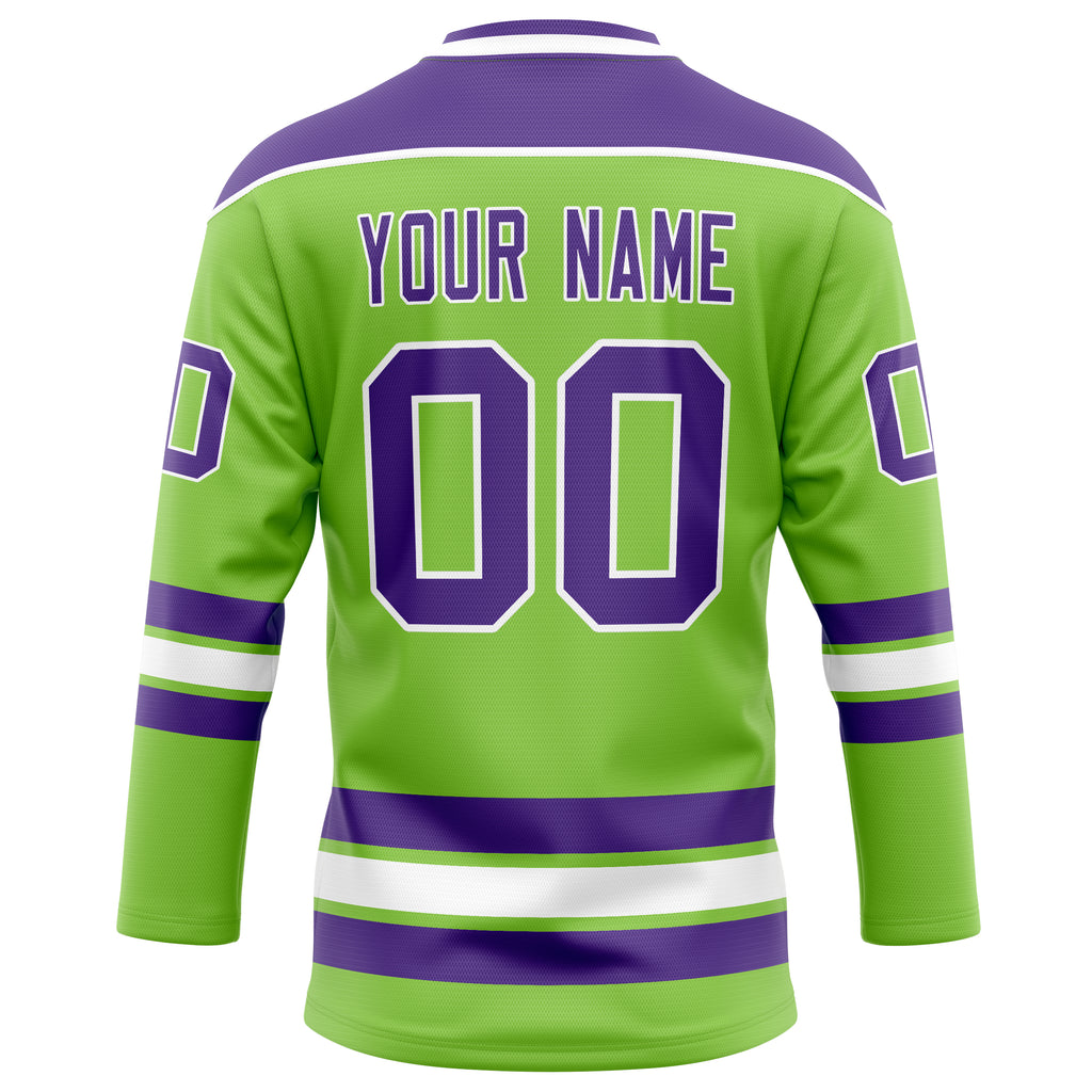 Personalized Neon & Green Purple Solid Colour Hockey Jersey