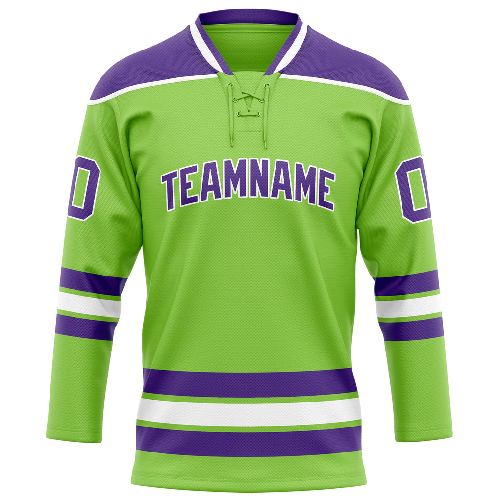 Personalized Neon & Green Purple Solid Colour Hockey Jersey