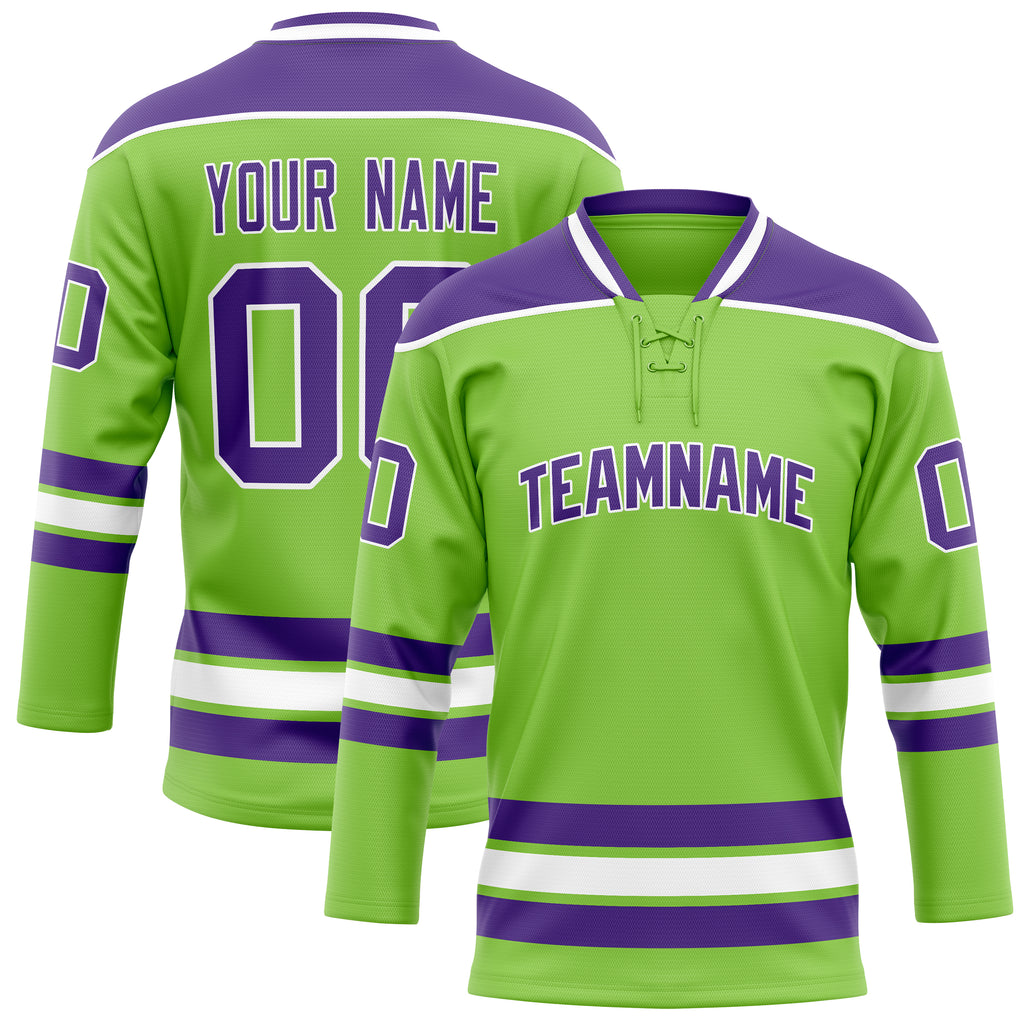 Personalized Neon & Green Purple Solid Colour Hockey Jersey