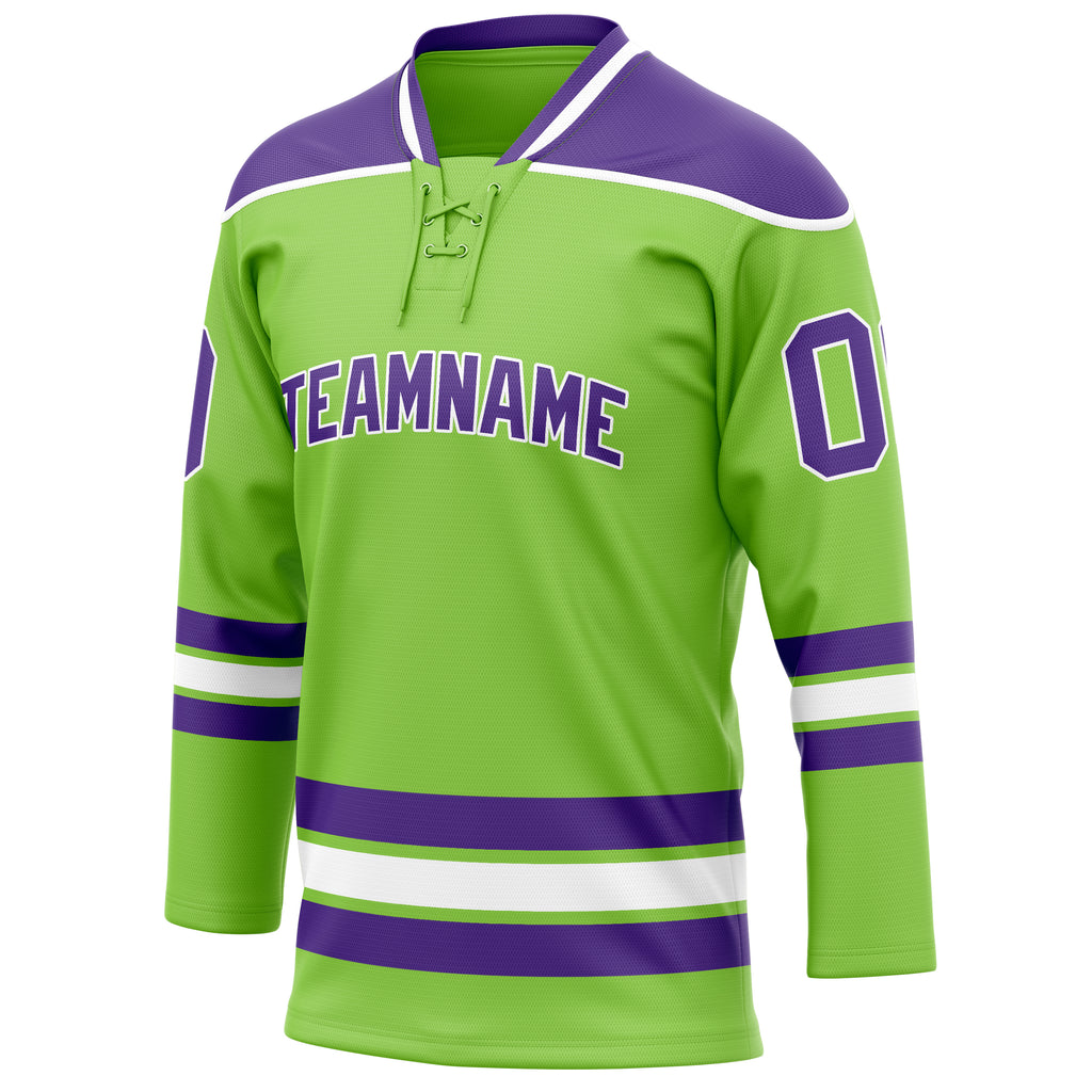 Personalized Neon & Green Purple Solid Colour Hockey Jersey