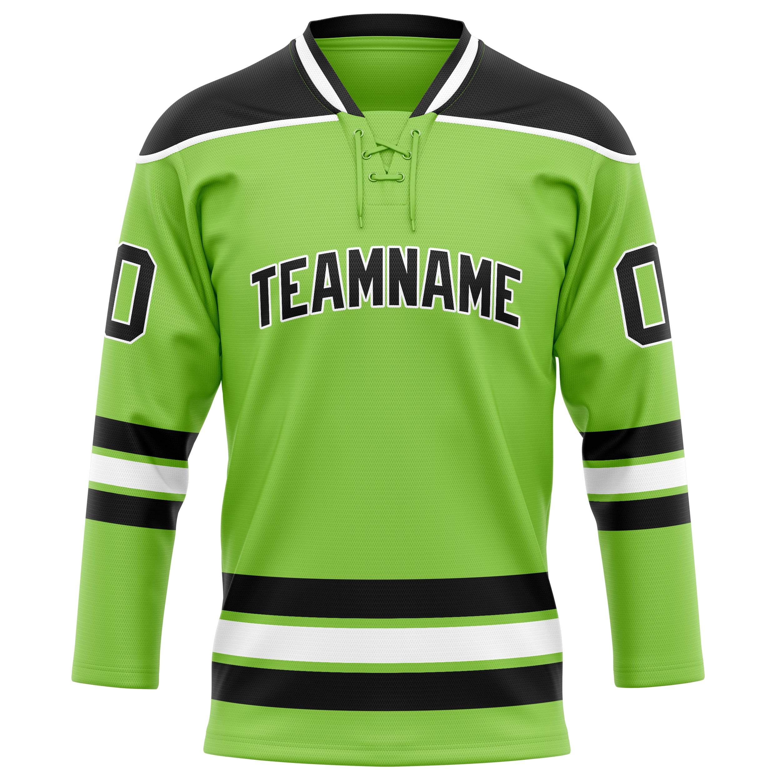 Personalized Neon & Green Black Solid Colour Hockey Jersey